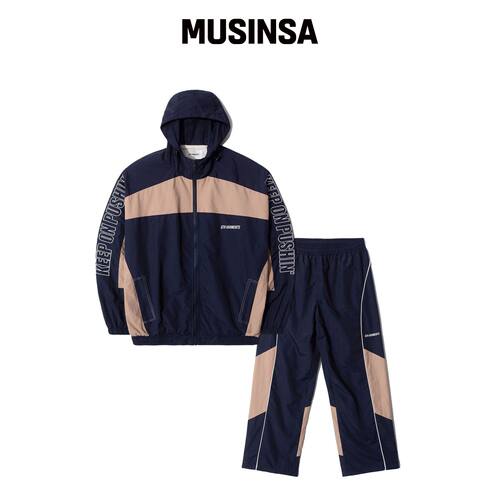 QT8 GARMENTS 复古运动套装（海军蓝/米色） MUS韩国官网直邮进口