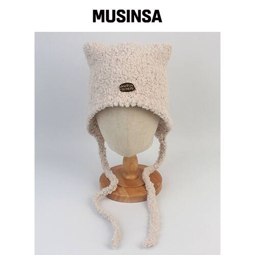 UNIVERSAL CHEMISTRY 猫砂绒毛米色帽子 MUSINSA韩国官网直邮进口
