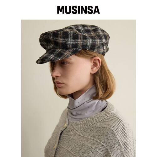 FUNFROMFUN 格纹狩猎帽，黑色 MUSINSA韩国直邮官方正品
