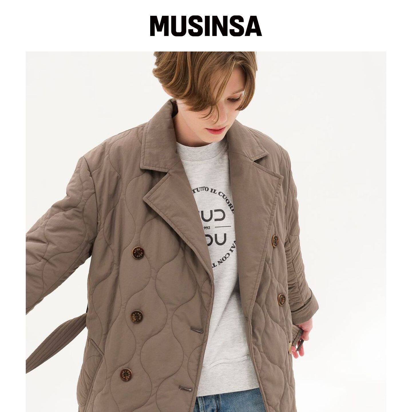 ACUD 棉服中长外套_浅棕色 MUSINSA韩国官网直邮进口