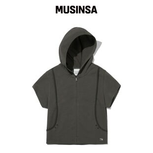 CGP (女款) 实用训练短袖连帽外套_炭灰 MUSINSA韩国直邮官方正品