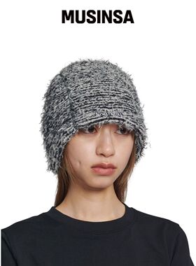 NOMANUAL NEST HAIRY BEANIE - 混合黑色 MUSINS韩国官网直邮进口