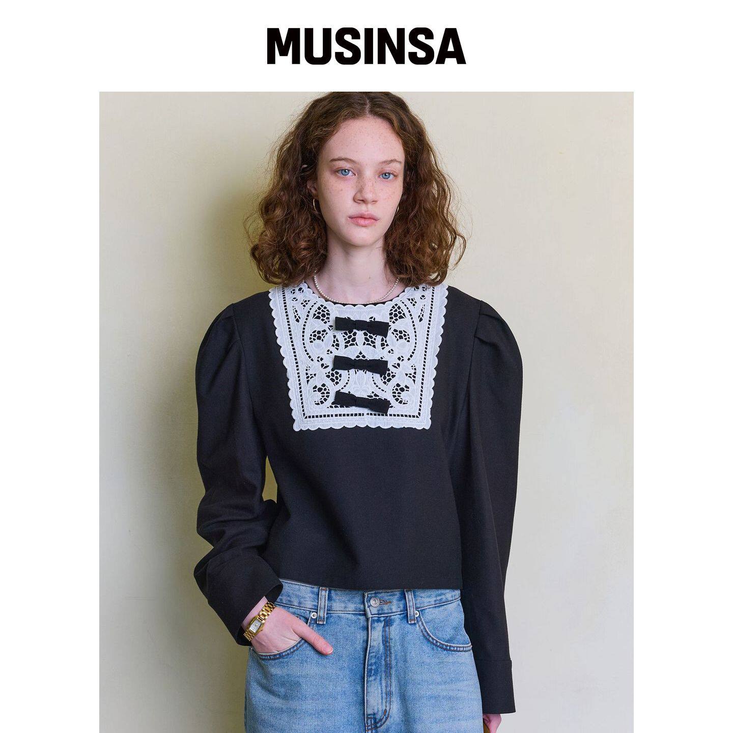 DEWEDEWE QUEENS 羊毛衬衫_黑色 MUSINSA韩国直邮官方正品