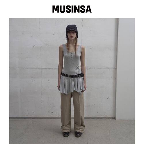 LCDC™ 灰色荷叶边无袖上衣 MUSINSA韩国官网直邮进口