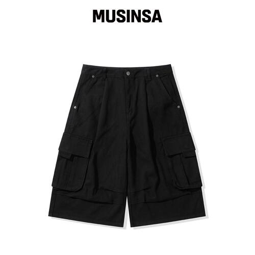 CGP 8分 Bermudas 棉质裤子_黑色 MUSINSA韩国直邮官方正品