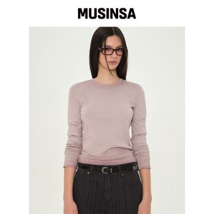 MUSINSA STANDARD WOMAN 女款脏染修身圆领长袖T韩国官网直邮进口