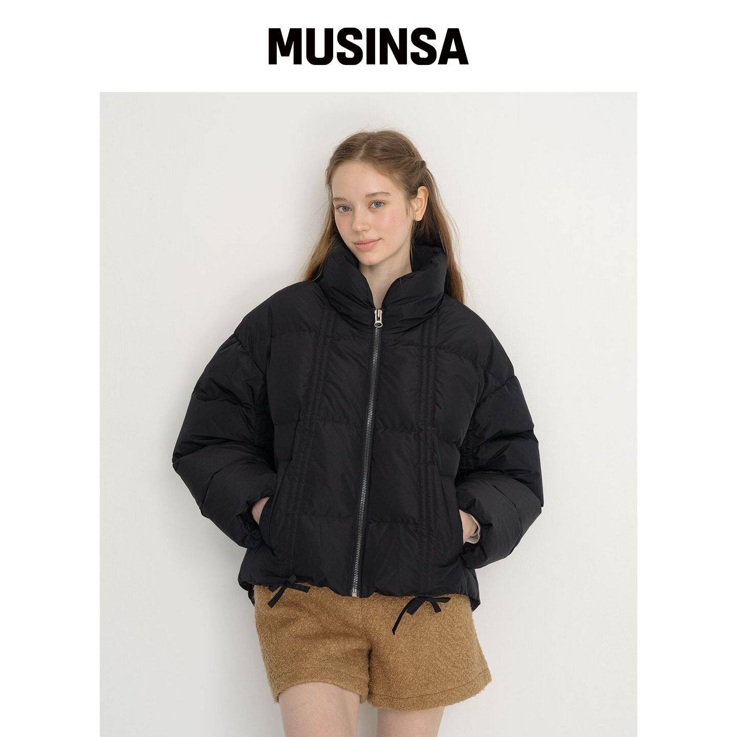 CLUNY 抽褶细节棉服-黑色 MUSINSA韩国官网直邮进口