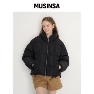 CLUNY 抽褶细节棉服-黑色 MUSINSA韩国官网直邮进口