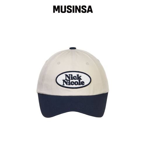 NICK&NICOLE OVAL WAPPEN BALL CAP_TWOTONE NAV韩国官网直邮进口