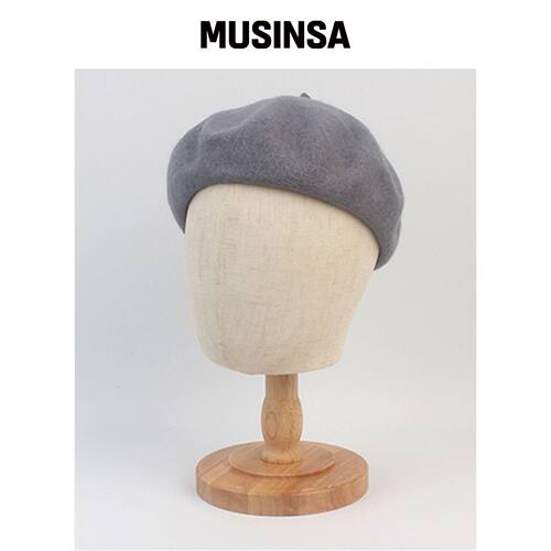 UNIVERSAL CHEMISTRY 羊毛灰色弯曲贝雷帽 MUSIN韩国官网直邮进口