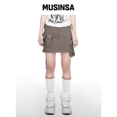 NACHE STRAP CARGO MINI SKIRT 复古米色 MUSINS韩国官网直邮进口