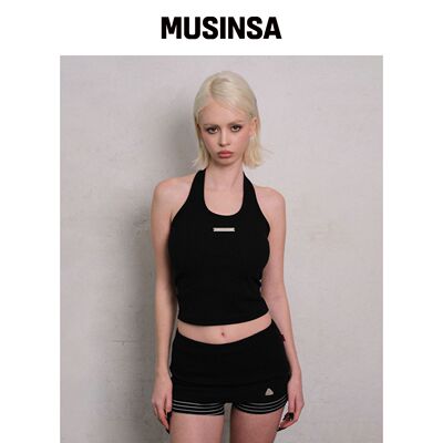 RECORDINGHOUSE W REC HALTER NECK TANK TOP [B韩国官网直邮进口