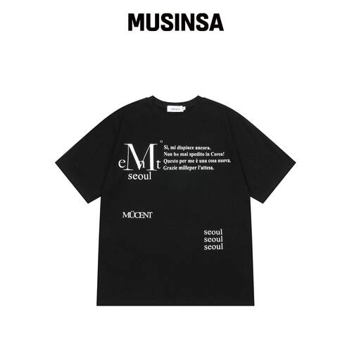 MUCENT 电池 LETTERING 圆领短袖T恤 男女通用 (韩国官网直邮进口