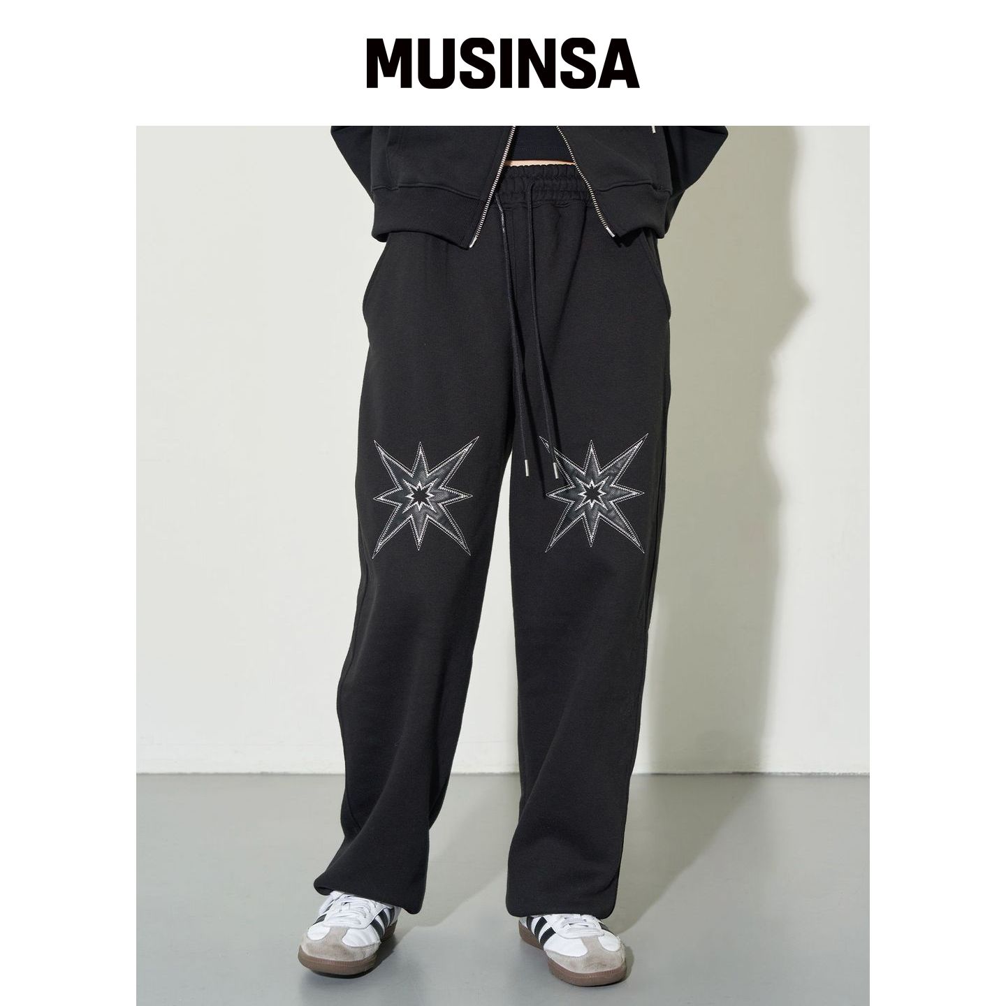 ILLIGO 星星补丁热裤子黑色 MUSINSA韩国官网直邮进口图片