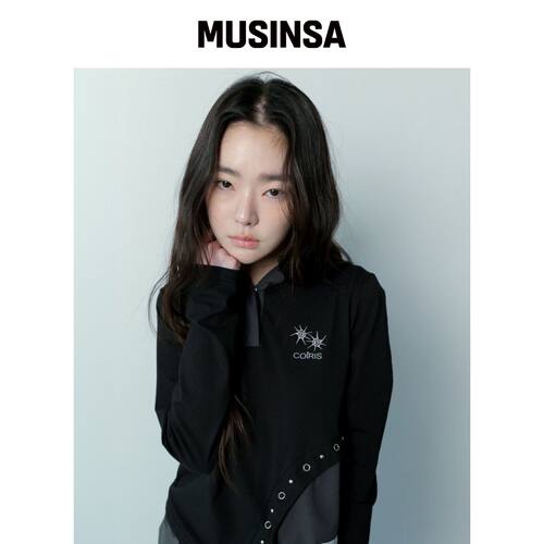 COIRIS 轮廓拼色眼孔点缀修身连帽T恤 MUSINSA韩国直邮官方正品