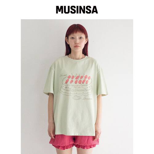 FUNFROMFUN 草莓蛋糕T恤，薄荷色 MUSINSA韩国官网直邮进口