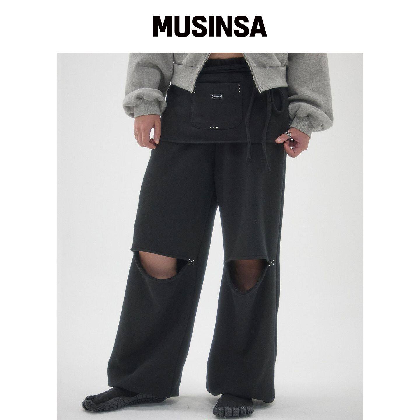 OOH-AHH 围裹裙套装短裤（黑色） MUSINSA韩国官网直邮进口