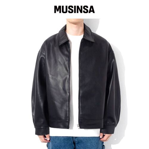 QT8 GARMENTS LB 合成皮革单夹克（黑色） MUSIN韩国官网直邮进口