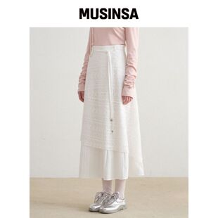 MICANE 艾格兰丁蕾丝皱褶长裙韩国官网直邮进口MUSINSA