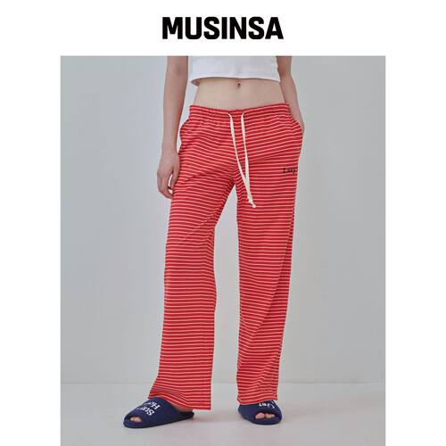 LAZYZ COZY LAZY 条纹宽松卫裤 (RED)韩国官网直邮进口MUSINSA