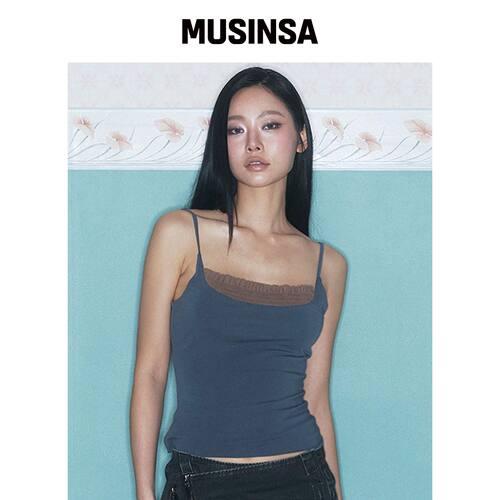 PLEASENOFOLLOW Isla 抽褶无袖上衣（蓝色） MUS韩国官网直邮进口