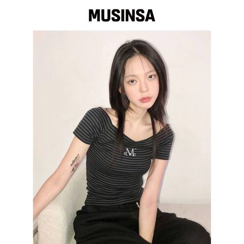 MUCENT EMMA 披肩THE STRIFE修身短袖T恤 MUSINS韩国官网直邮进口