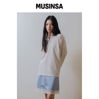 UNNOUT MINIMAL COLLARED T-SHIRT BROWN韩国官网直邮进口MUSINSA