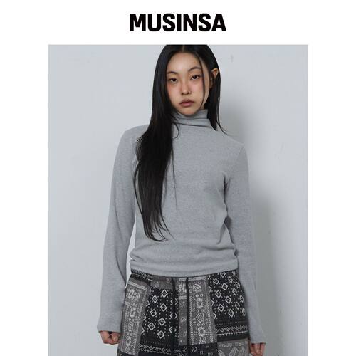 CHICKS 高领桃色长袖混色上衣 MUSINSA韩国官网直邮进口