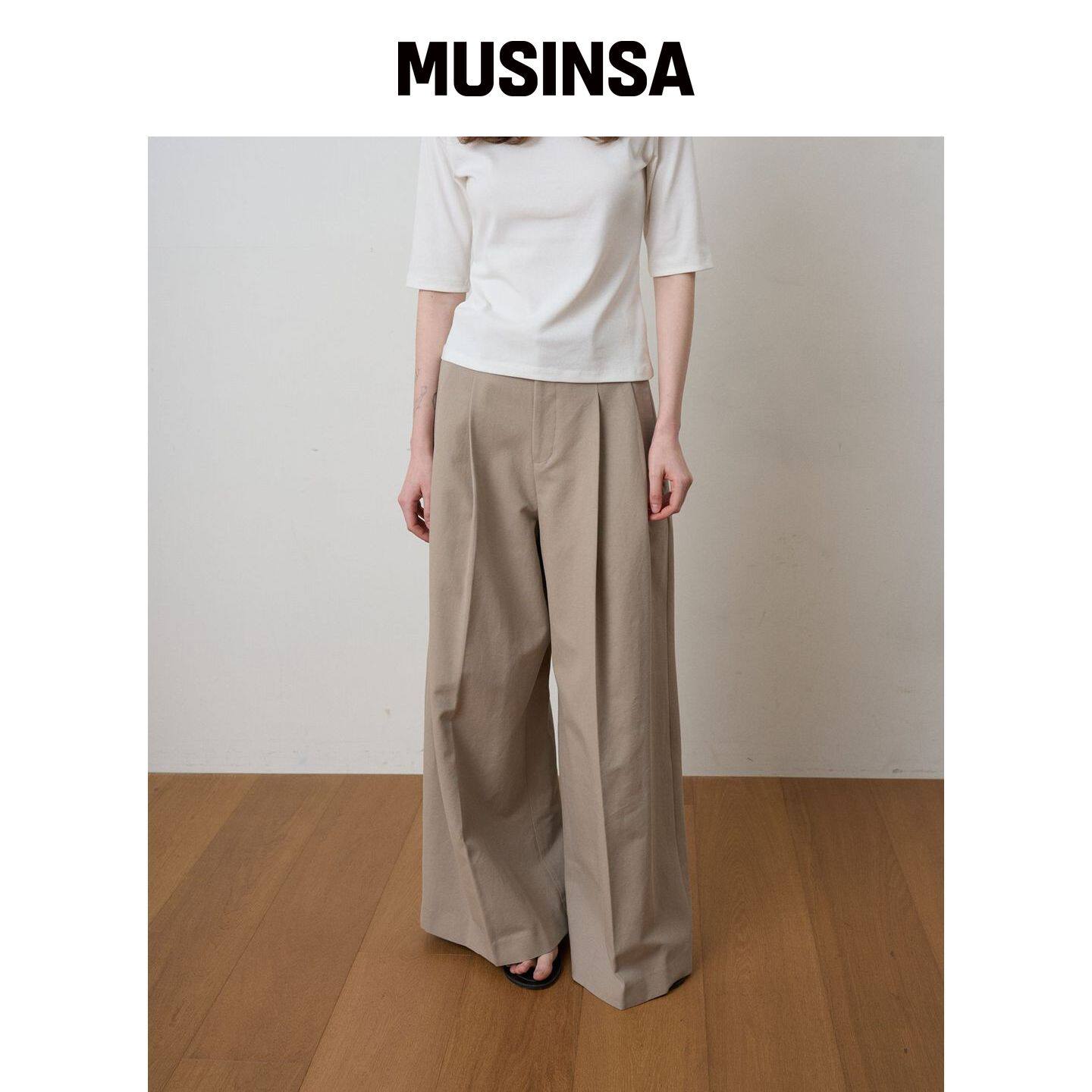 FROMWHERE 棉质宽松热裤子 米色 MUSINSA韩国官网直邮进口