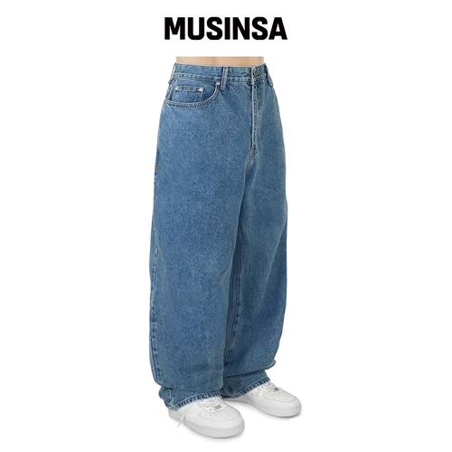 OY 宽松水洗蓝色裤子 MUSINSA韩国官网直邮进口