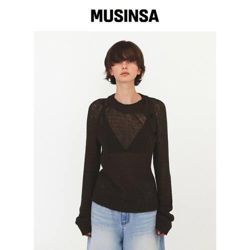 DIAGONAL DIAGONAL BUTTON NETTING KNIT (卡其)韩国官网直邮进口