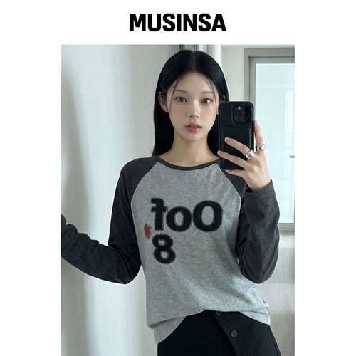 CHICKS 乌夫拼色长袖混色深灰 MUSINSA韩国直邮官方正品