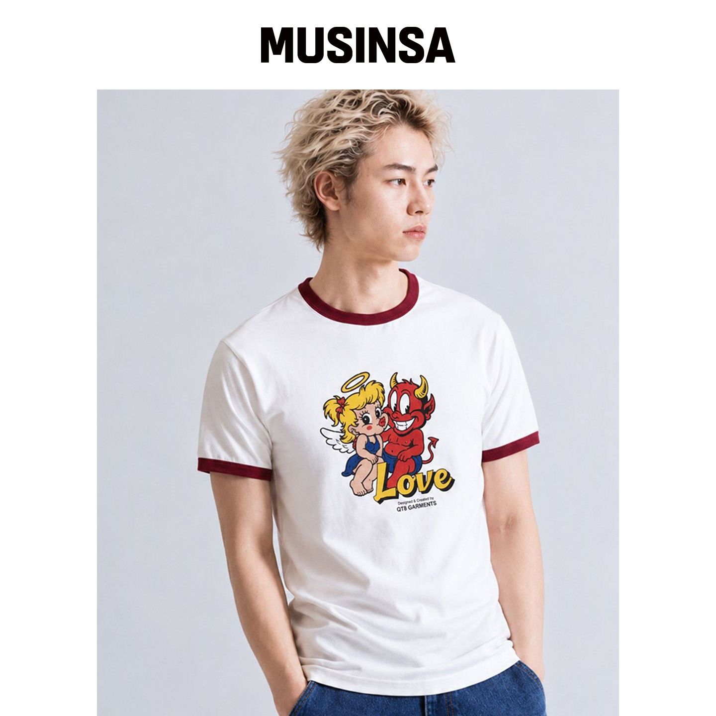 QT8 GARMENTS LB Love Ringer Tee (Burgundy) M韩国官网直邮进口图片