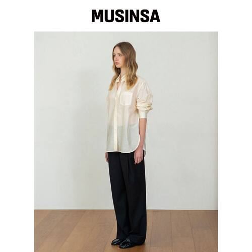 APPAREL ARCHIVE French pintuck 宽松西装裤_黑韩国官网直邮进口