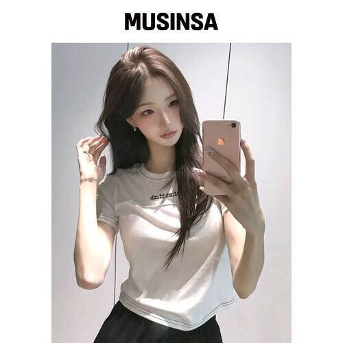 MUAHMUAH cropped point pin tuck 短袖T恤 [3色韩国官网直邮进口