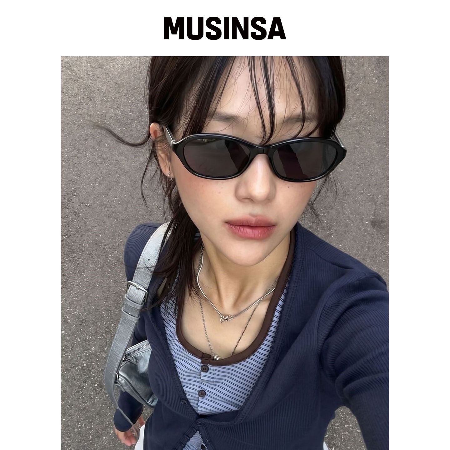 2CUBE 复古猫眼椭圆太阳镜（黑色） MUSINSA韩国官网直邮进口