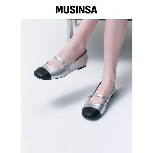 FORRR 尖头玛丽珍平底鞋 - 银色 MUSINSA韩国官网直邮进口