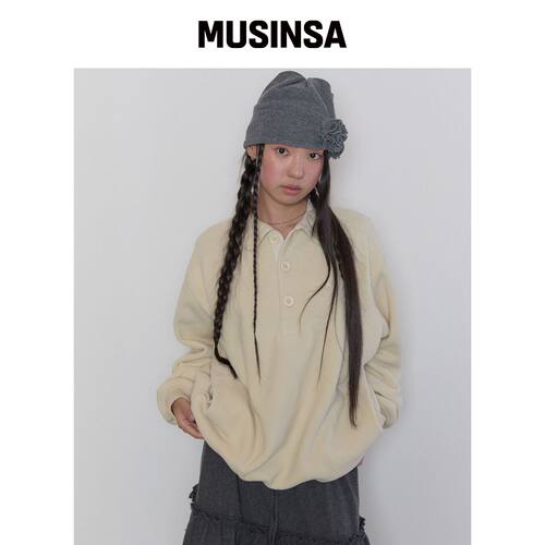 TYPESERVICE 排扣抓绒上衣[奶油色] MUSINSA韩国官网直邮进口