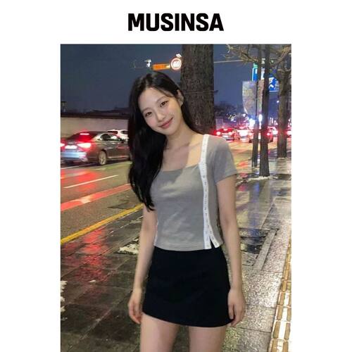 CHICKS 连帽短袖T恤 灰色 MUSINSA韩国官网直邮进口