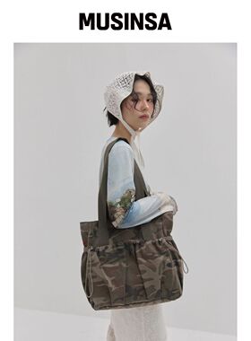 PEEVES PEEVES 迷彩帆布托特包 / 卡其色 MUSINS韩国官网直邮进口