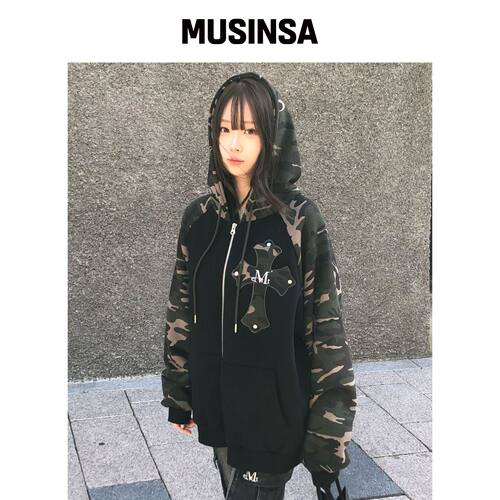 MUCENT RIVERA CAMO 斜挎包拼色连帽拉链衫男女2韩国官网直邮进口