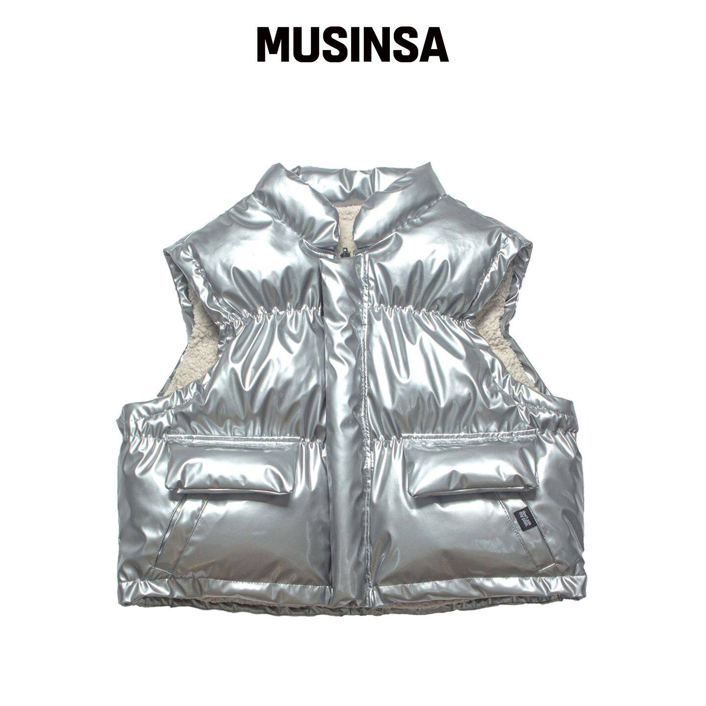 DAMP 可双面穿 GLOSSY 羽绒夹克马甲_银色 MUSIN韩国官网直邮进口