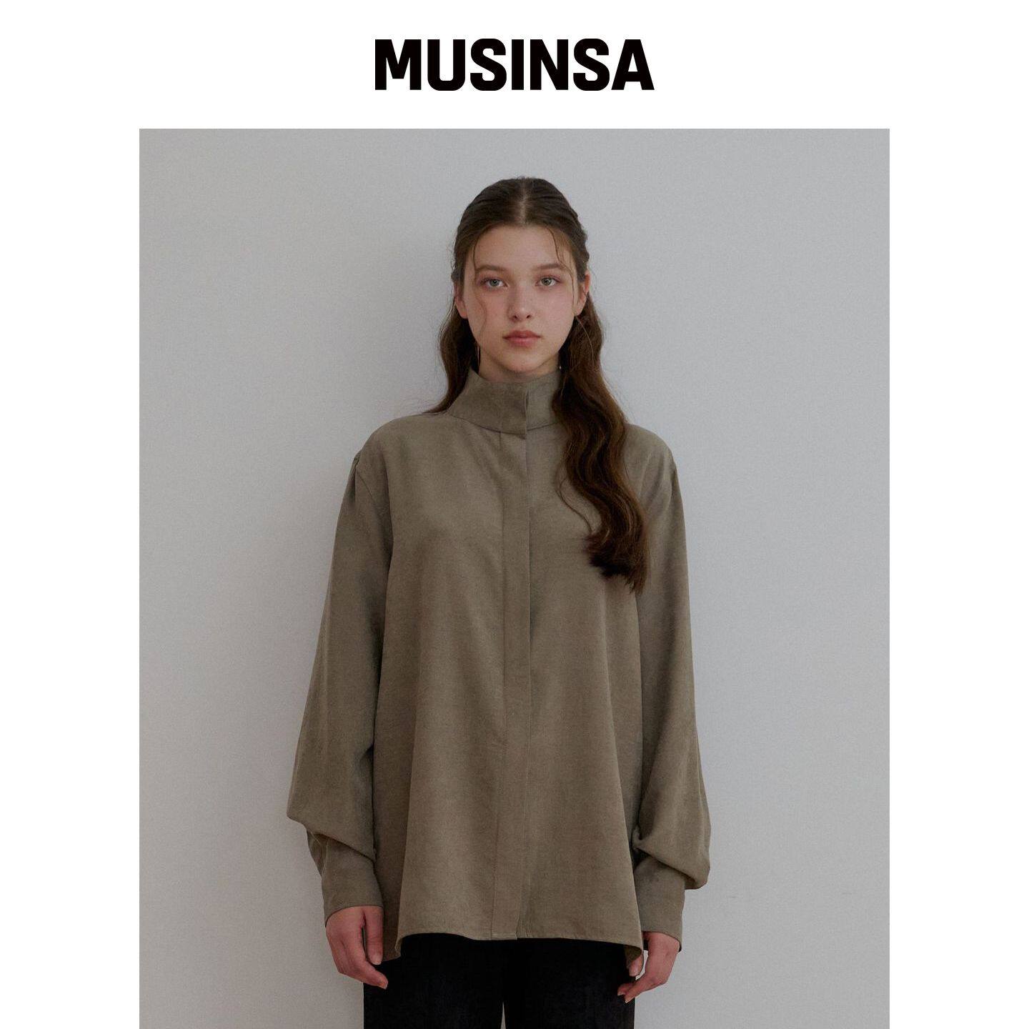 ODER 高领隐形衬衫-哑光卡其 MUSINSA韩国直邮官方正品