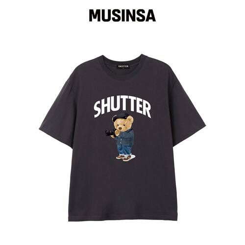 SHUTTER CAMERA BEAR短袖T恤 (SS035) 炭灰色韩国官网直邮进口