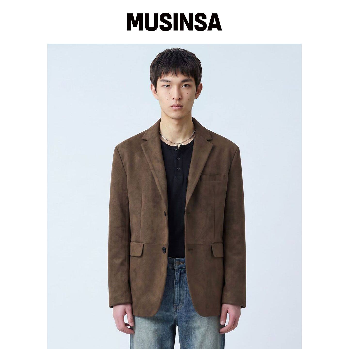 ZPLISH 麂皮单排扣西装外套卡其棕色 MUSINSA韩国官网直邮进口