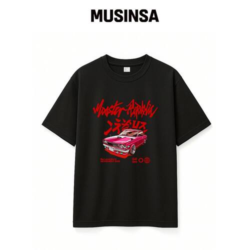 MONSTER REPUBLIC RETRO DRIFT RED T恤 VLACK_8韩国官网直邮进口