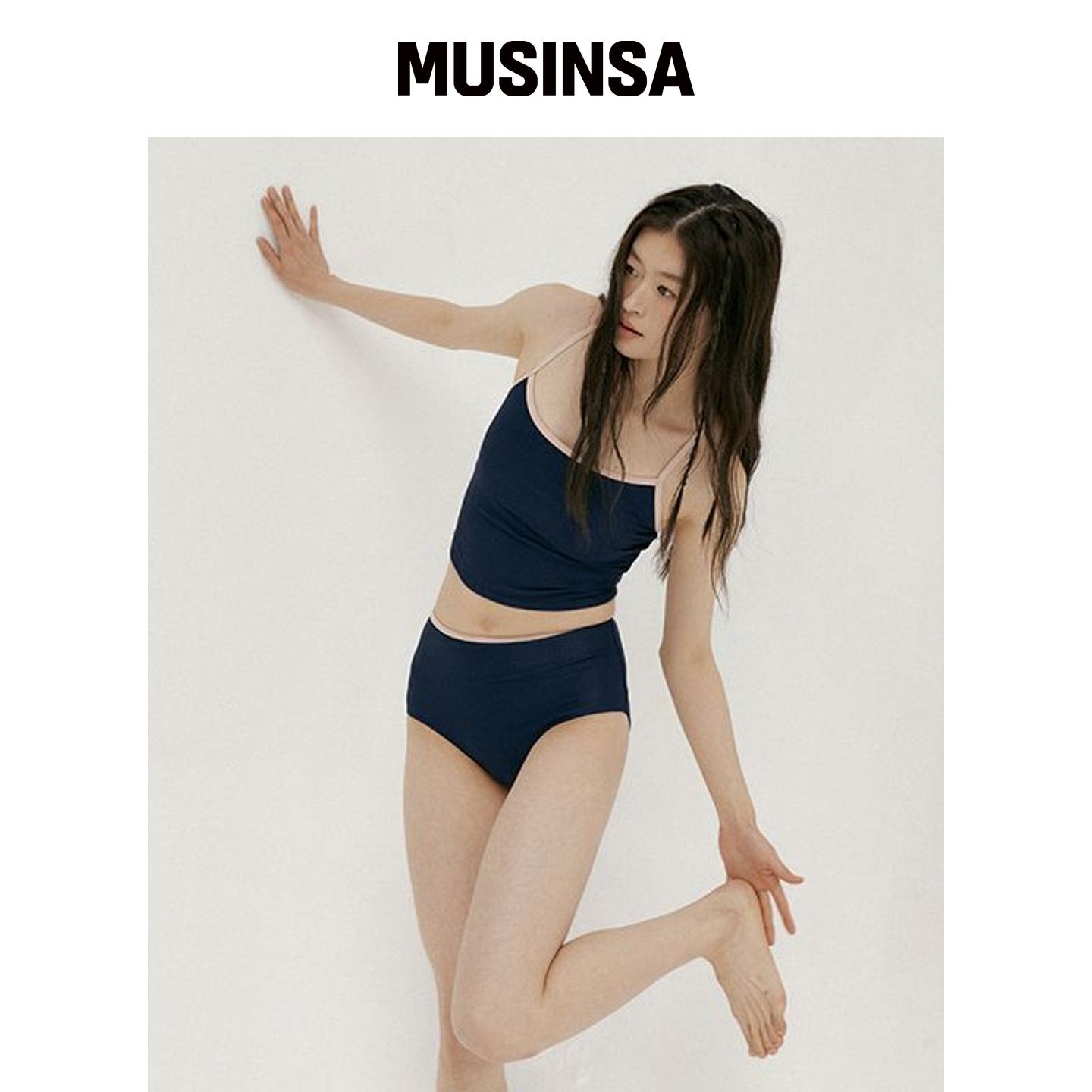 LINGSEOUL 条纹泳装套装-海军蓝 MUSINSA韩国直邮官方正品