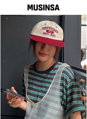 UNIVERSE GARMENT UG双色LOGO水洗棒球帽_酒红色韩国官网直邮进口