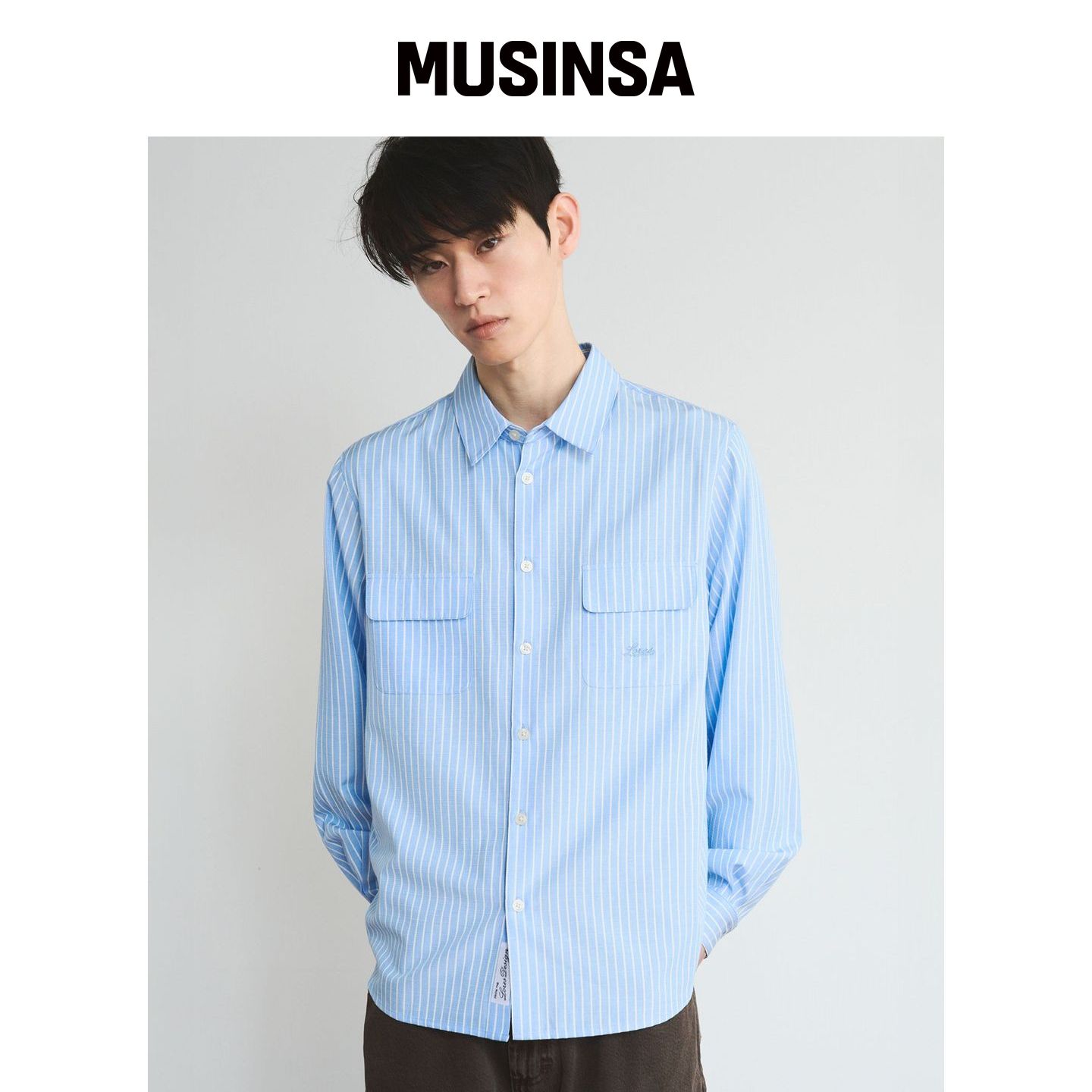 LORES 双口袋衬衫 - 蓝色 MUSINSA韩国官网直邮进口