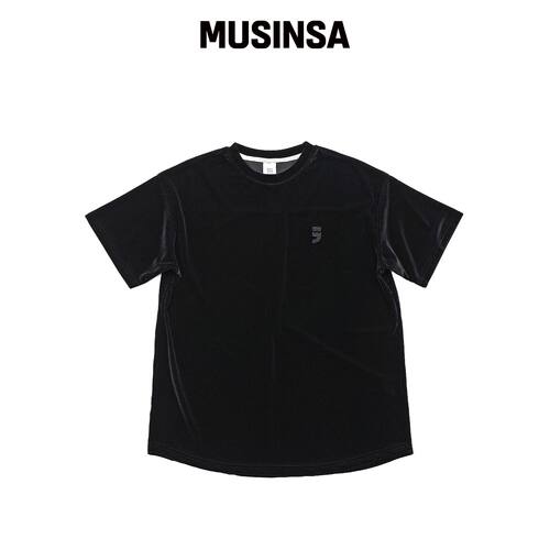 A NOTHING DROP-SHOULDER 天鹅绒 1/2 TEE（黑色韩国官网直邮进口